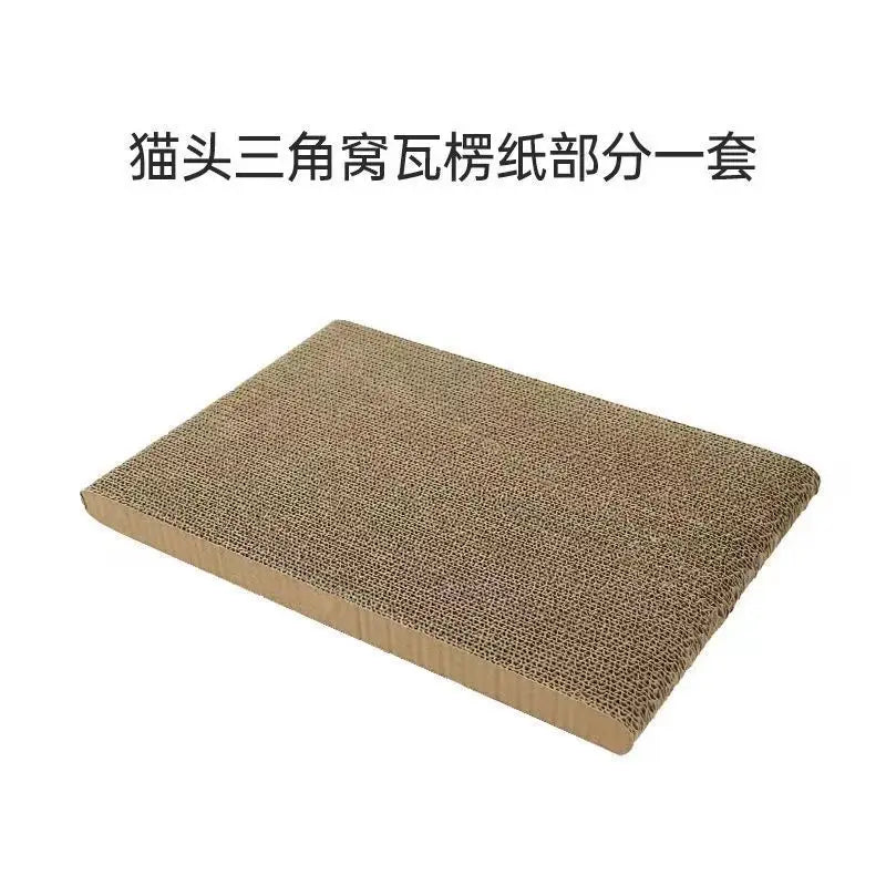 2-Panel Cardboard Cat Scratcher Lounge Bed, Replaceable Pad