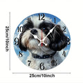 Shih Tzu Dog Wooden Wall Clock, Silent Round Clock for Dog Lovers