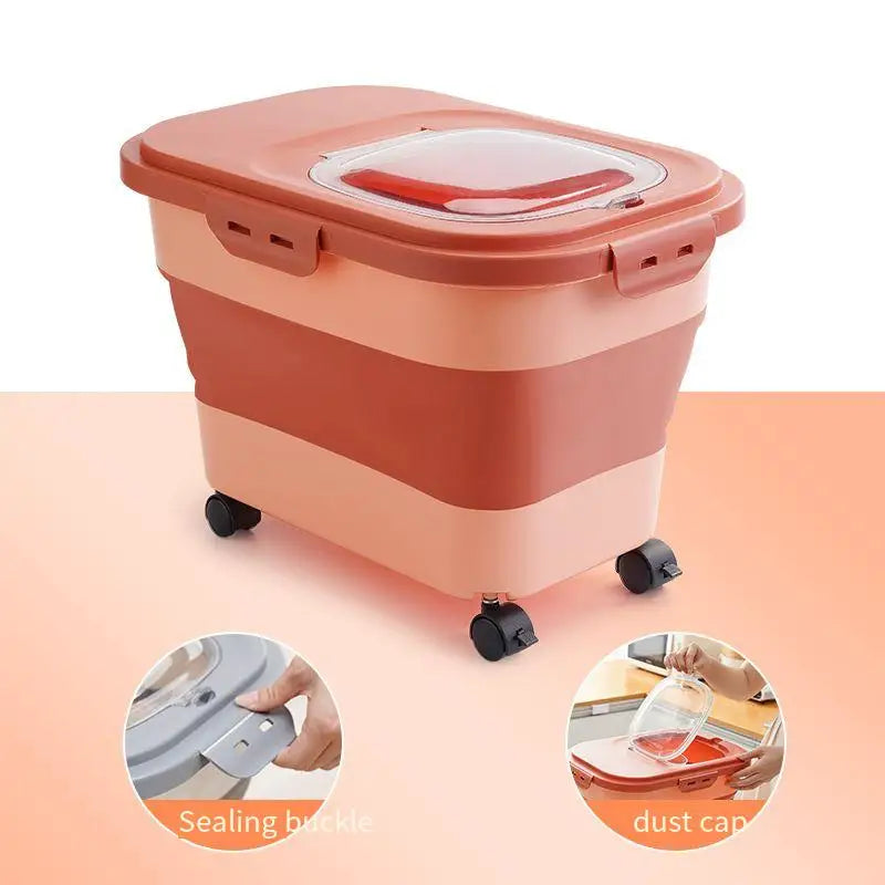 Collapsible Airtight Pet Food Storage Container with Lid, 13-33 lb