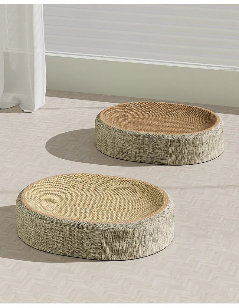 2-in-1 Oval Cardboard Cat Scratcher Bed, Corrugated Scratching Nest