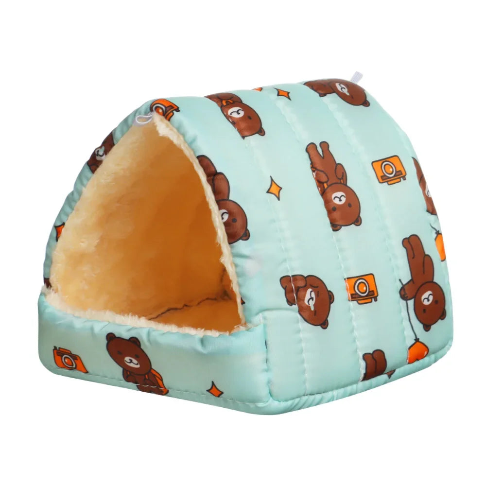 Cute Cartoon Guinea Pig Bed Nest, Warm Plush Small Animal House