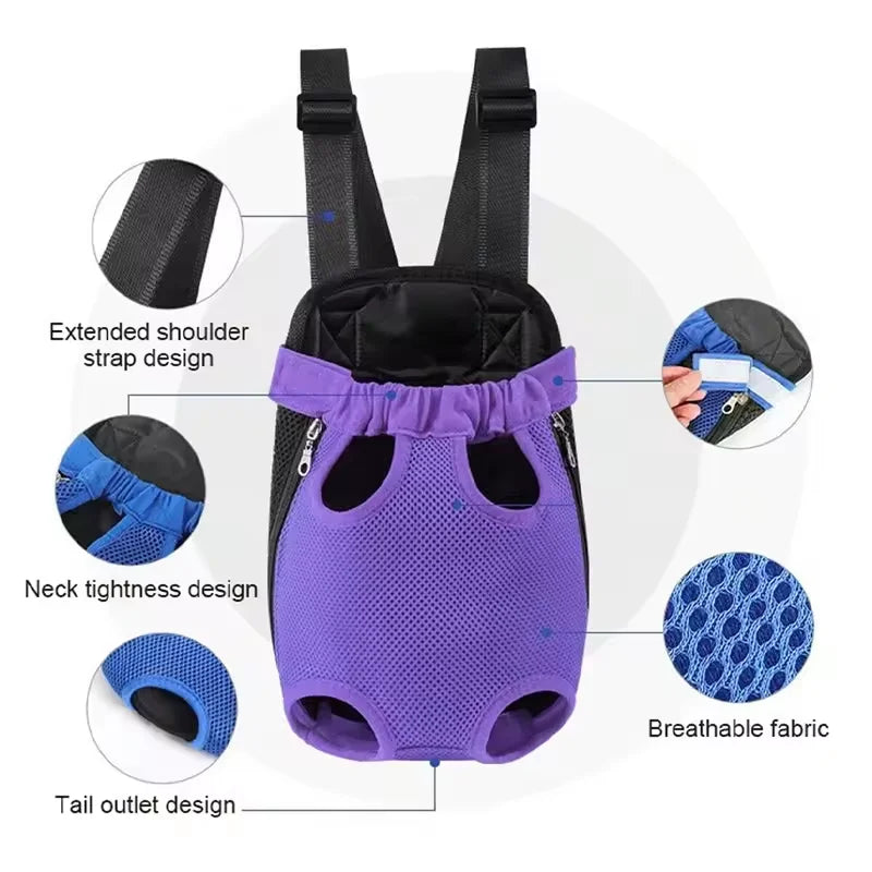 Breathable Mesh Pet Carrier Backpack, Hands-Free Front Carrier