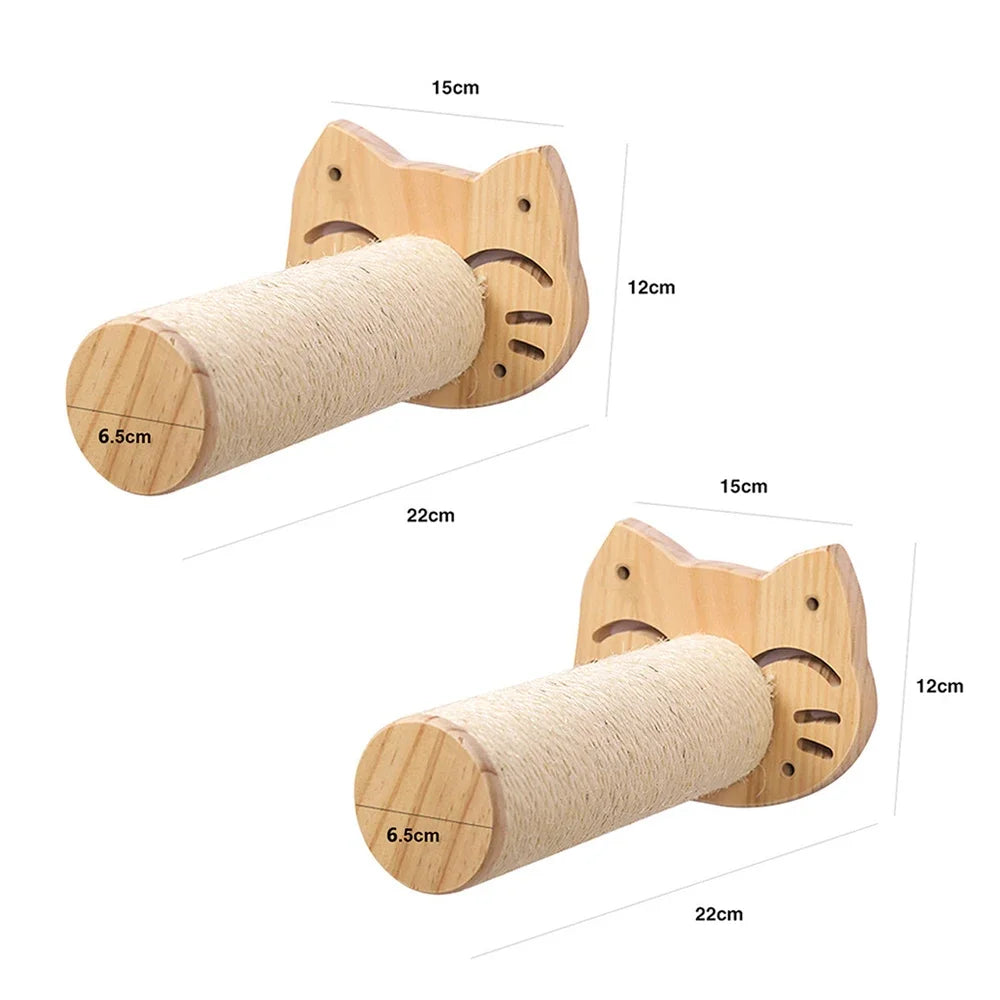 Wall-Mounted Cat Climbing Shelf Set with Scratching Post & Hammock