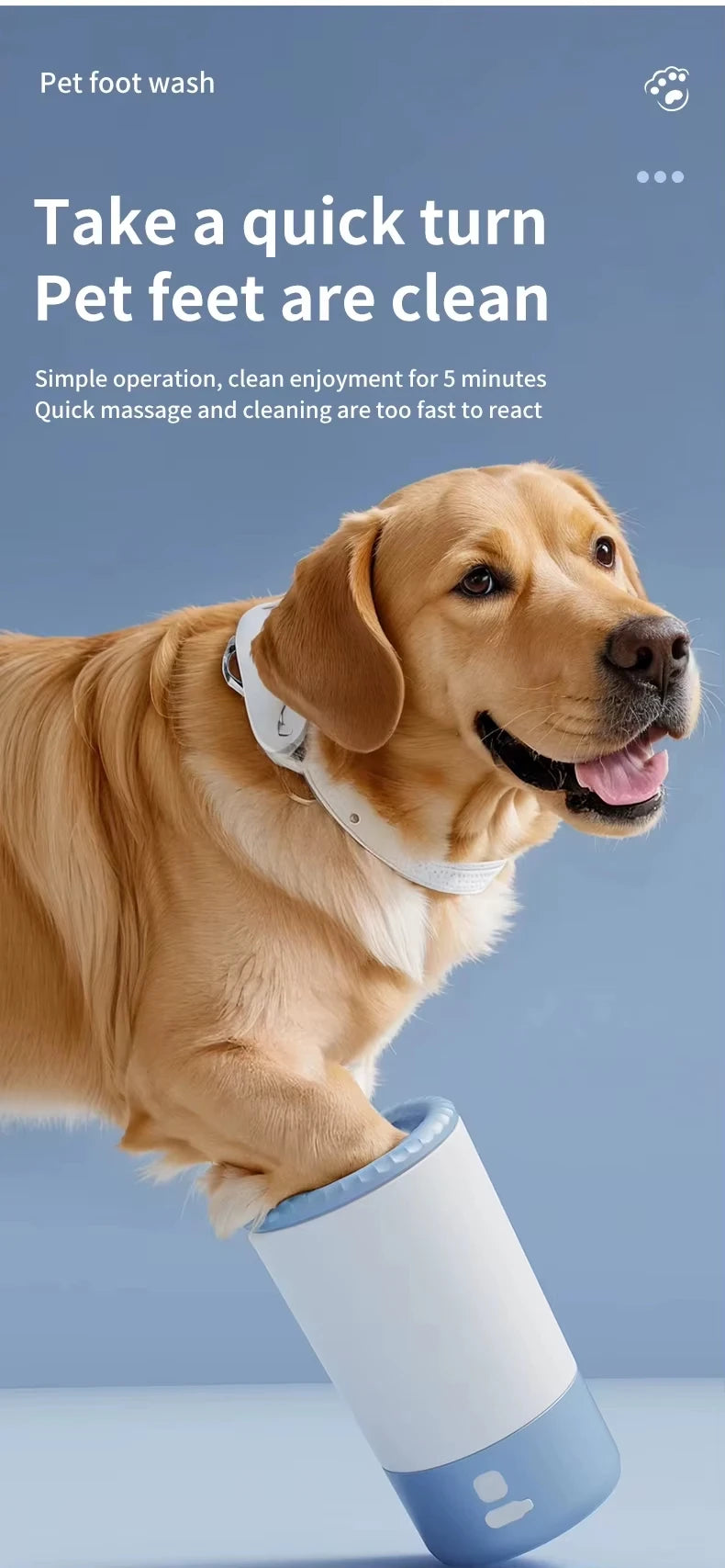 Electric Automatic Dog Paw Washer, Portable Quiet Paw Cleaner