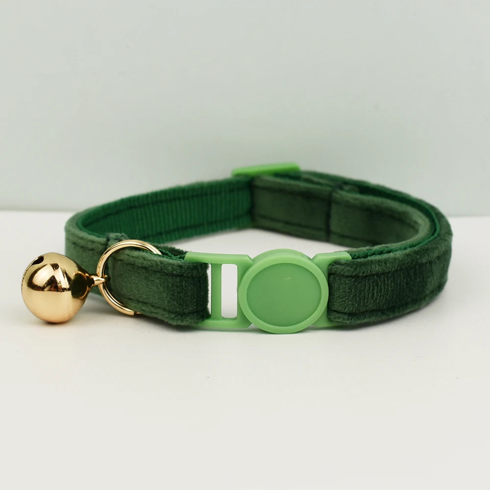 Adjustable Velvet Cat Collar with Bowknot, Safe Breakaway Style