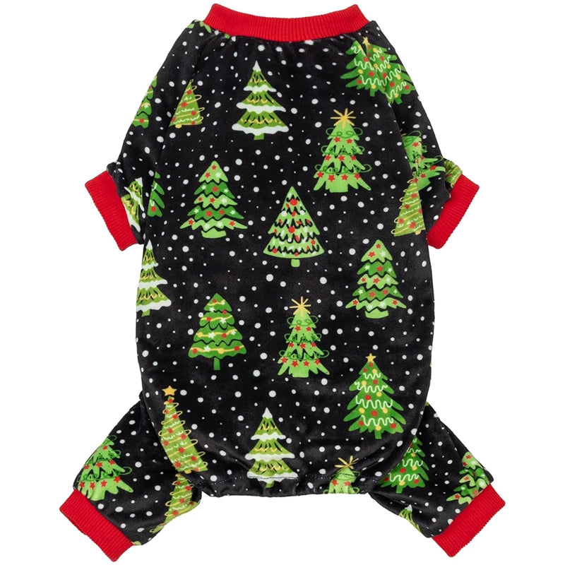 Christmas Tree Dog Pajamas, Holiday Pet Outfit for Small Dogs