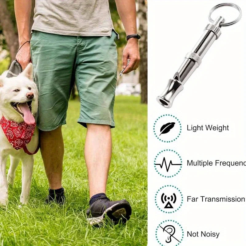 Adjustable Pitch Dog Training Whistle with Keychain, Bark Control