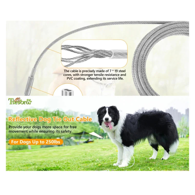 Double-Headed Dog Tie Out Cable, Rust-Proof Steel Wire Leash