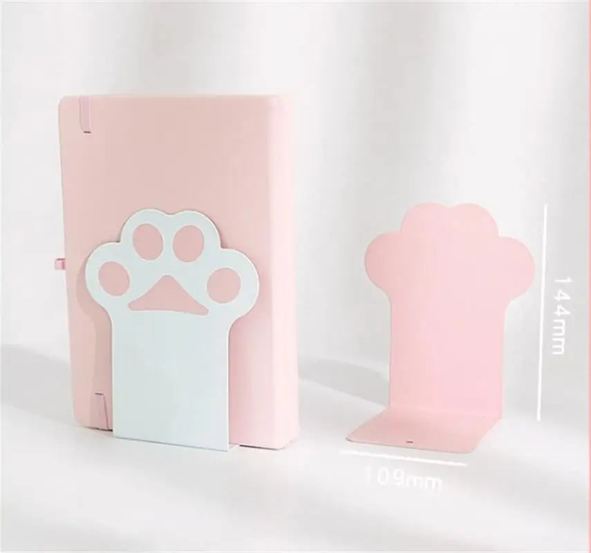 Paw Print Metal Bookends Pair, Non-Skid Book Stoppers for Pet Lovers