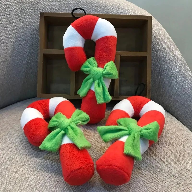Festive Christmas Tree Plush Squeaky Chew Toy for Small Dogs