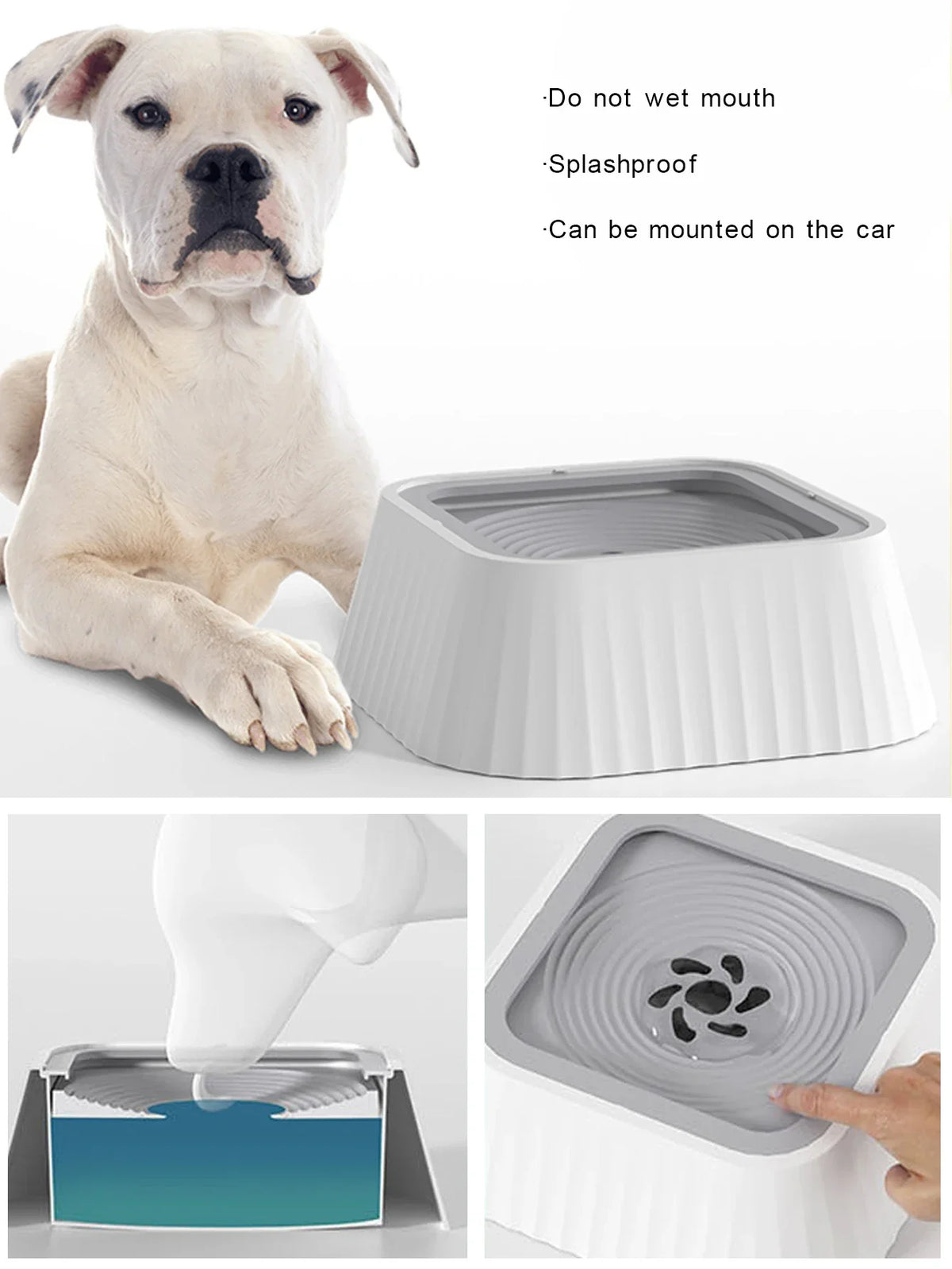 No-Spill Floating Plate Dog Water Bowl, Slow Drinking Dish