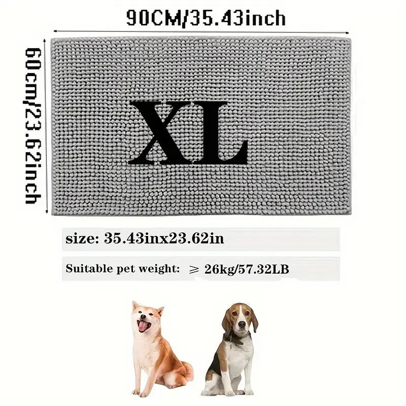 Absorbent Dog Paw Cleaner Door Mat – Washable Non-Slip Mud Catcher Rug