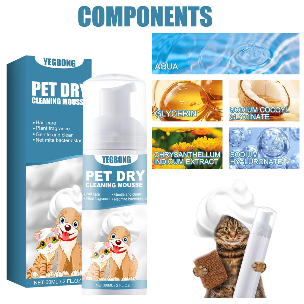 Waterless Pet Dry Shampoo Foam for Dogs & Cats, Odor Neutralizing