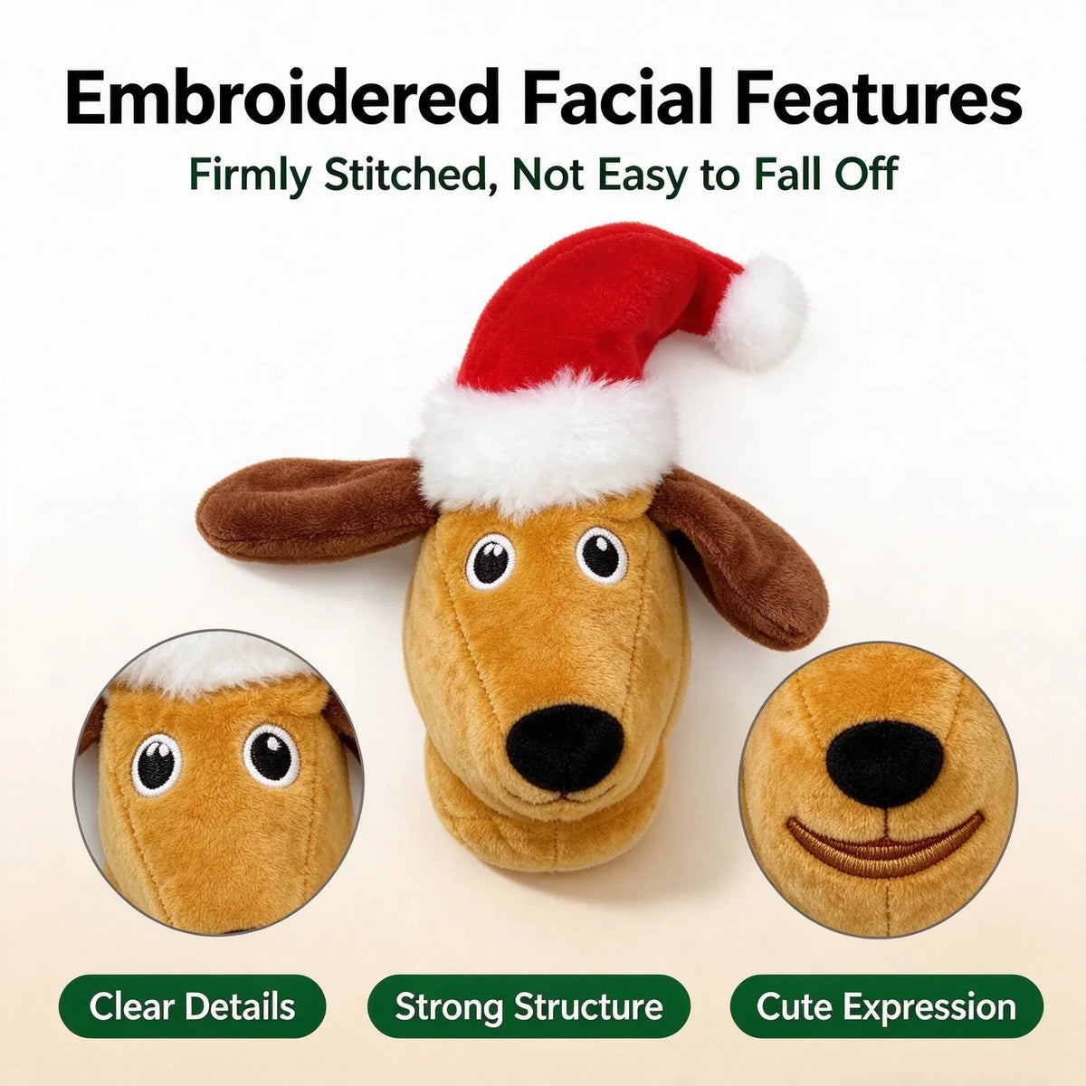 Christmas Dachshund Plush Squeaky Dog Toy with Rope Knot Chew