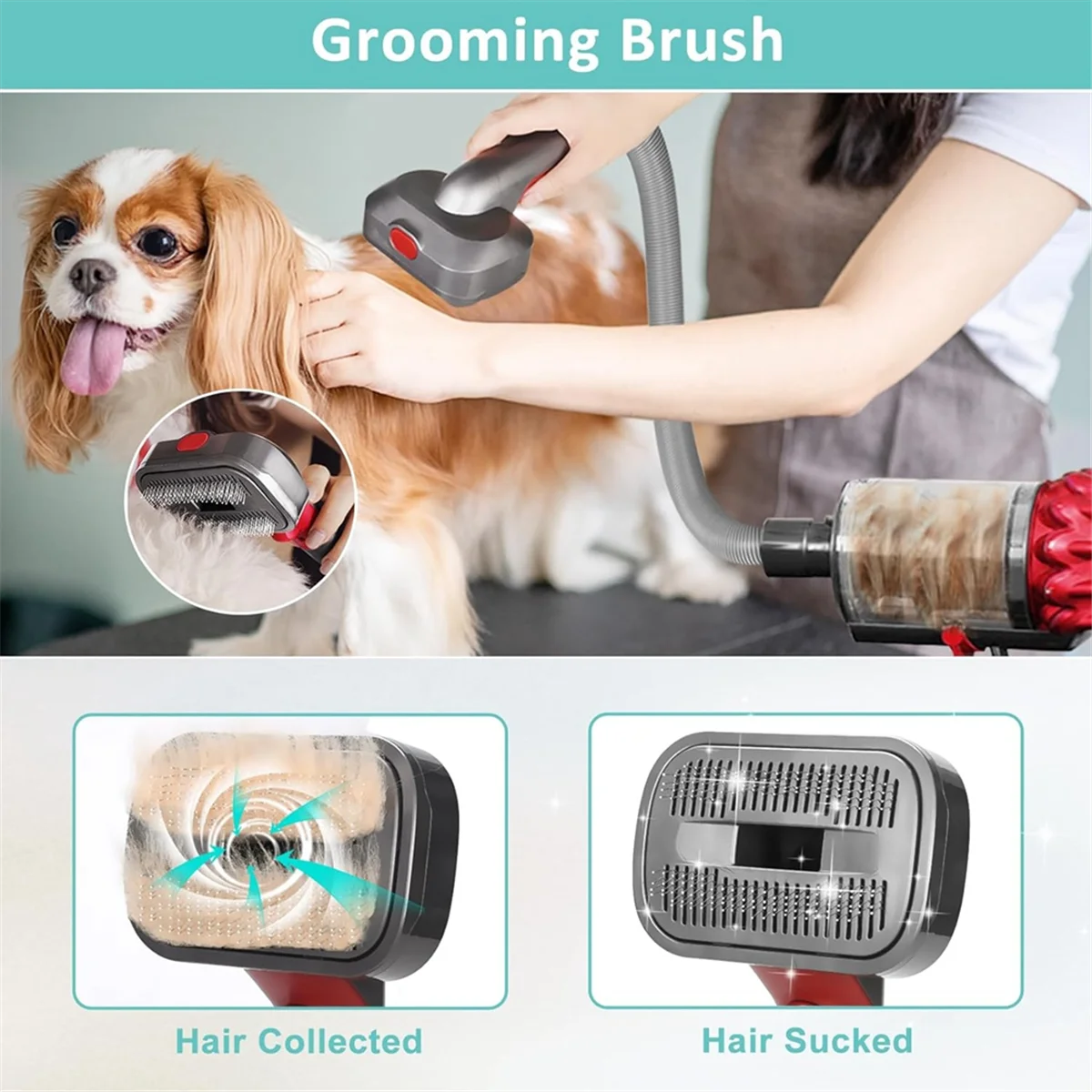 Pet Grooming Brush Attachment Kit for Dyson V7 to V15 Vacuums