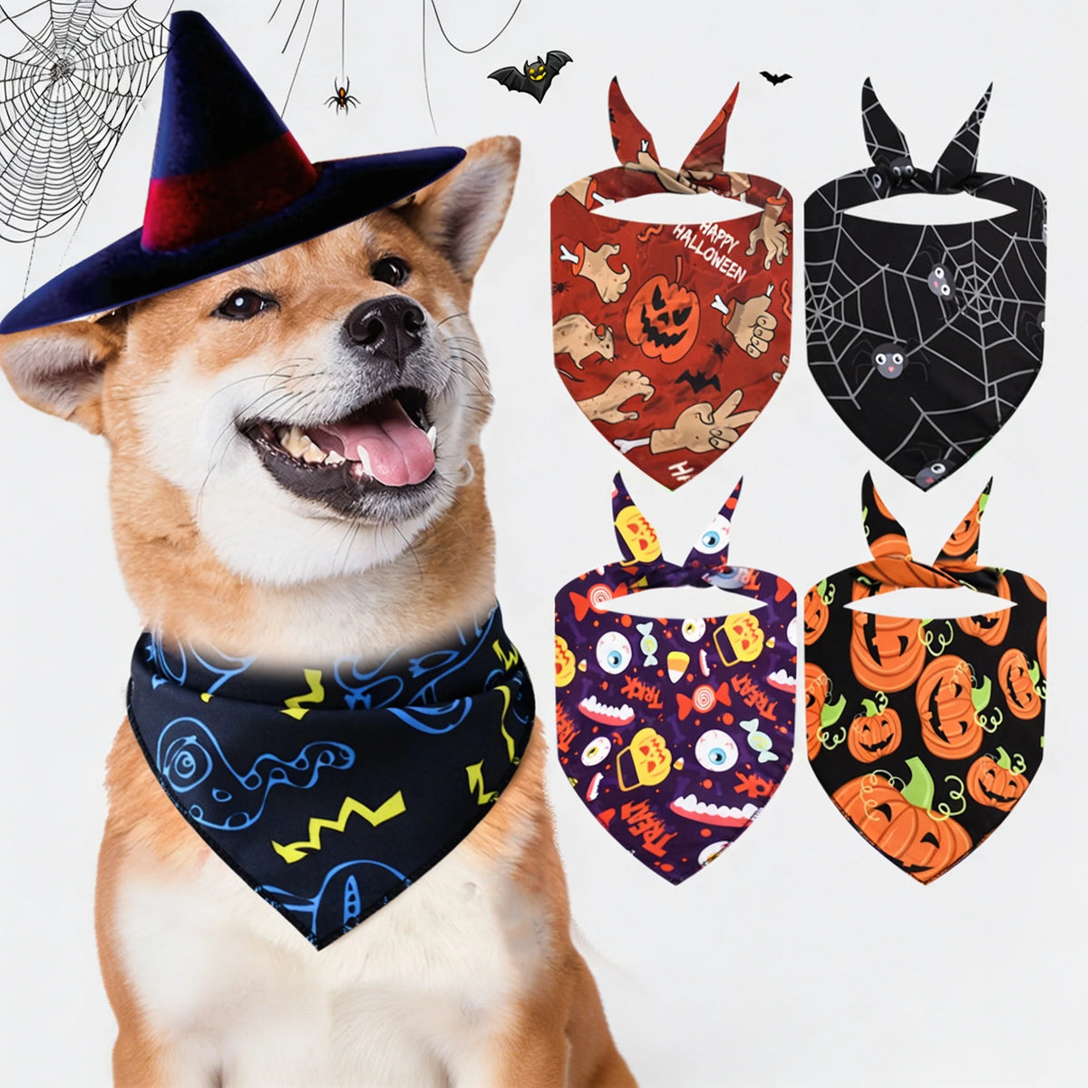 Halloween Pumpkin & Ghost Pet Bandana for Dogs and Cats