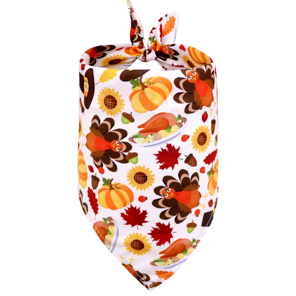 Thanksgiving Turkey Dog Bandana, Fall Pet Scarf for Dogs & Cats