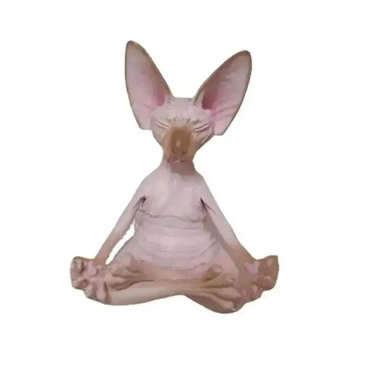 Meditating Yoga Cat Figurine, Whimsical Garden Statue for Cat Lovers