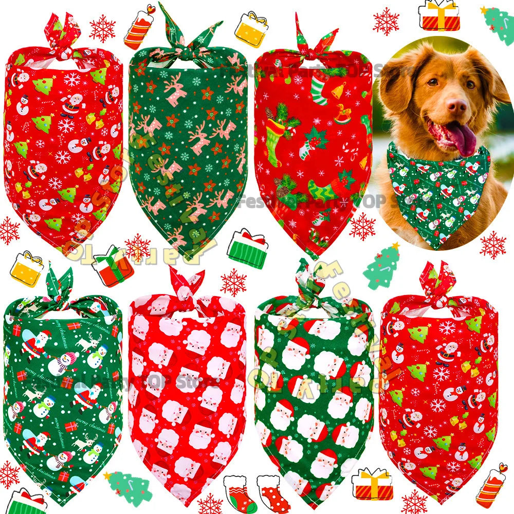 Christmas Dog Bandana Scarf, Holiday Triangle Bib for Dogs & Cats