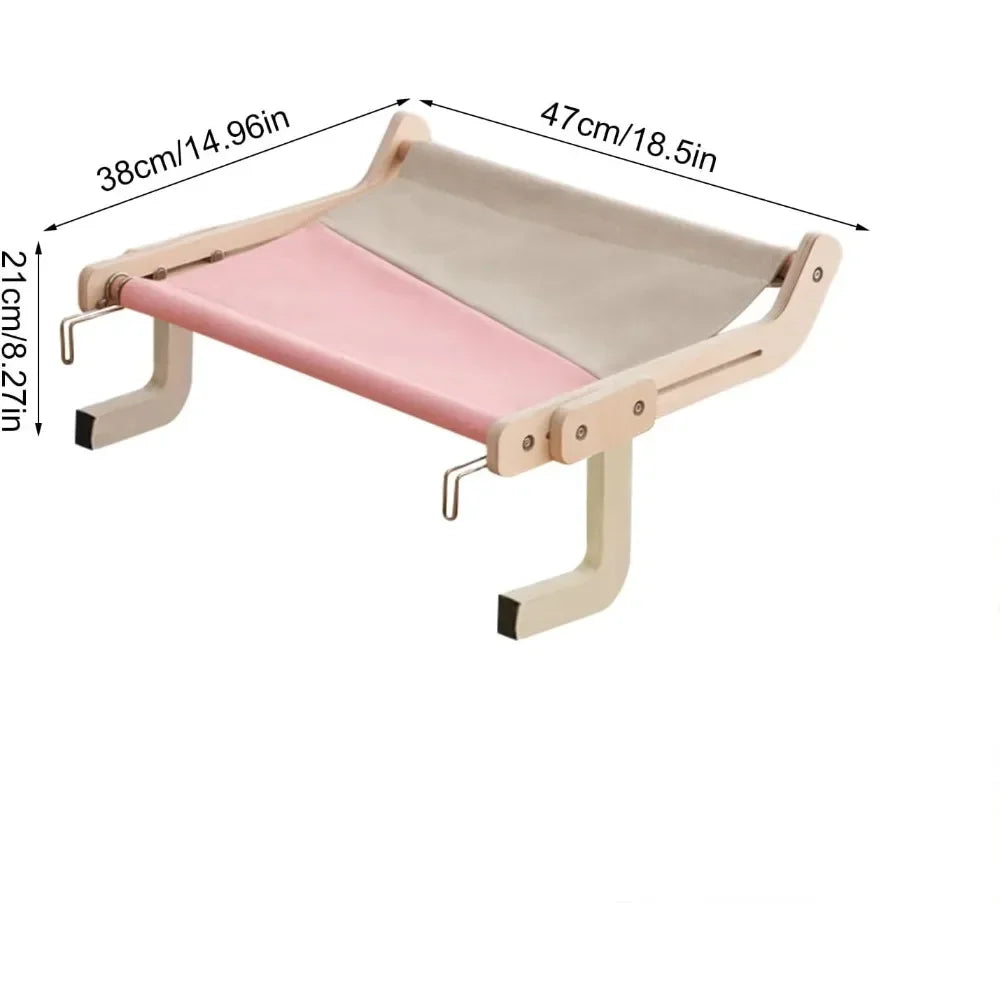 Wooden Sofa Armrest Cat Hammock, Clip-On Canvas Perch Bed for Cats