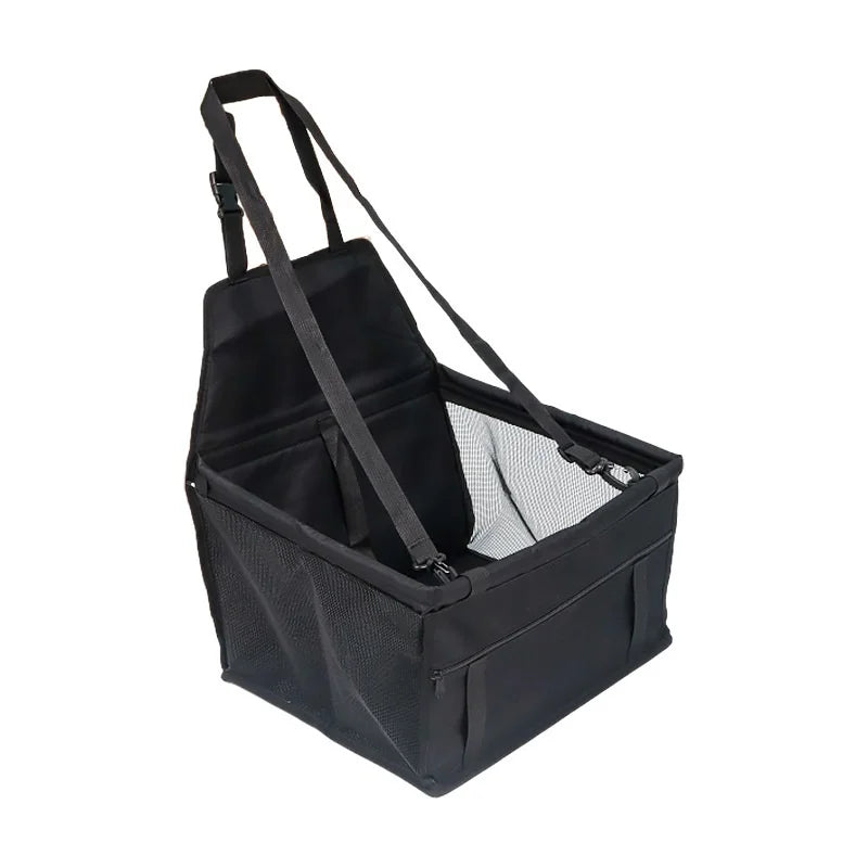Foldable Dog Car Seat Basket with Safety Leash for Small Pets