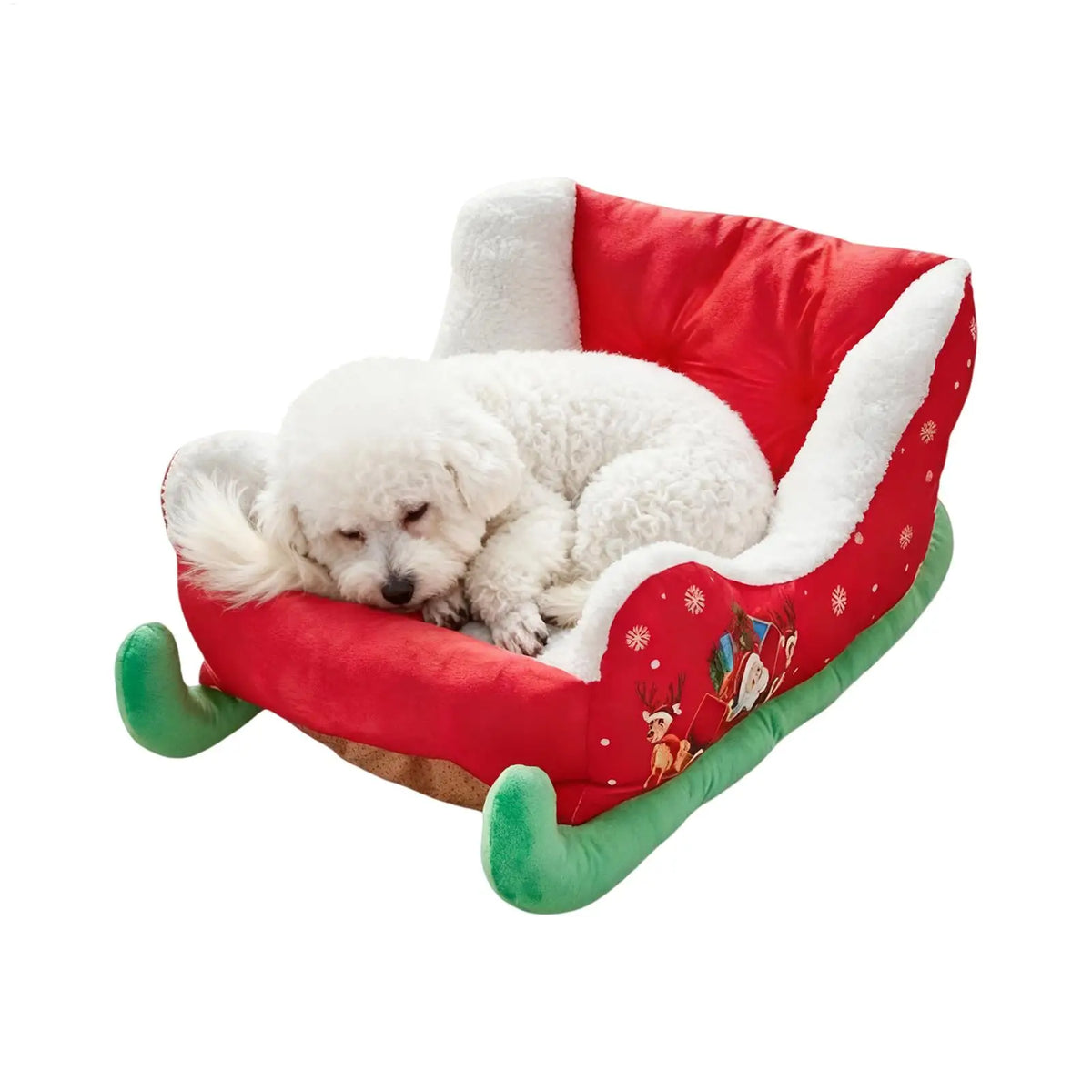 Christmas Sleigh Plush Pet Nest Bed for Cats & Small Dogs