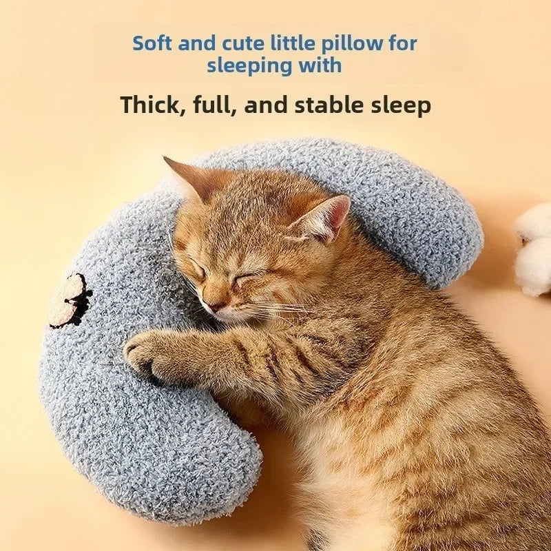 U-Shaped Plush Neck Pillow for Cats & Dogs, Washable Cover