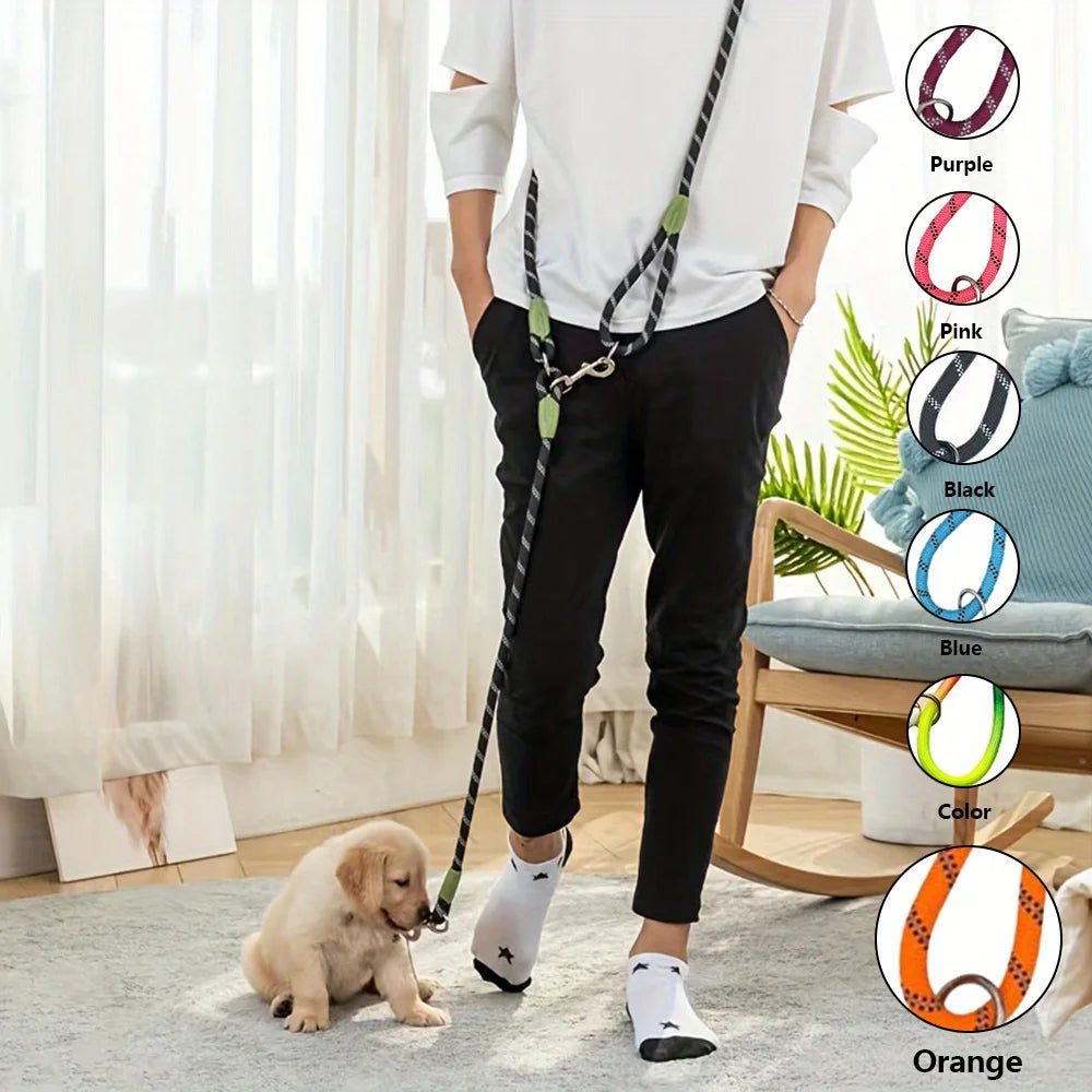 Hands-Free Reflective Dog Leash with Bungee, Crossbody Walking