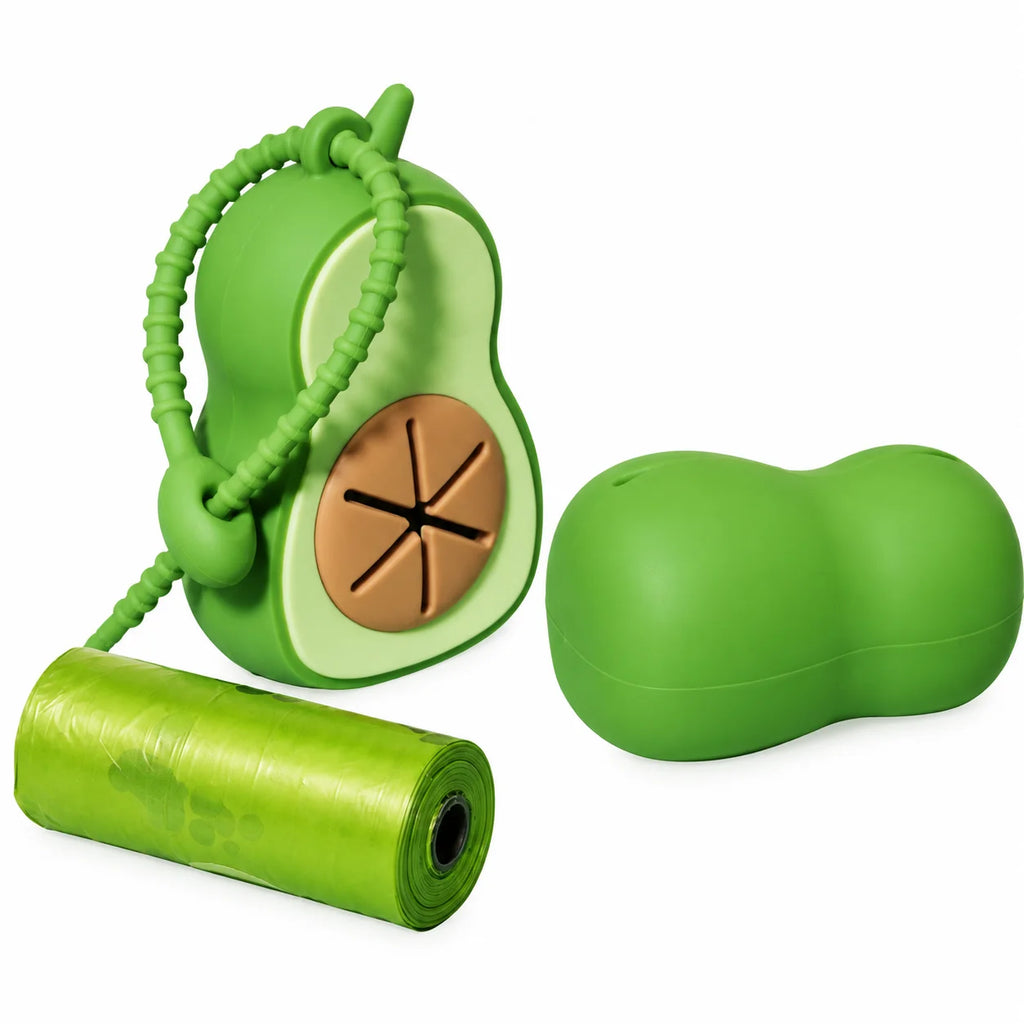 Avocado Shaped Dog Poop Bag Dispenser with Hanging Strap for Walks