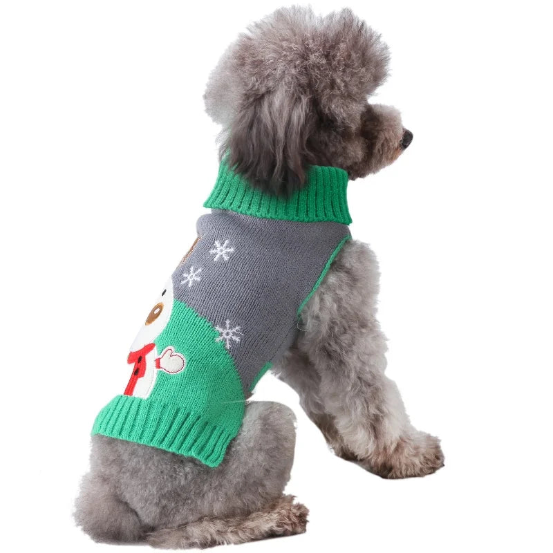 Soft Warm Christmas Turtleneck Dog Sweater for Small Dogs
