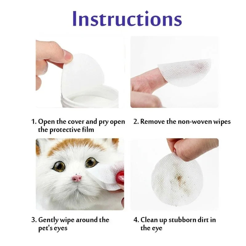 Pet Eye Wipes for Dogs and Cats, Gentle Tear Stain Remover, 130 Ct