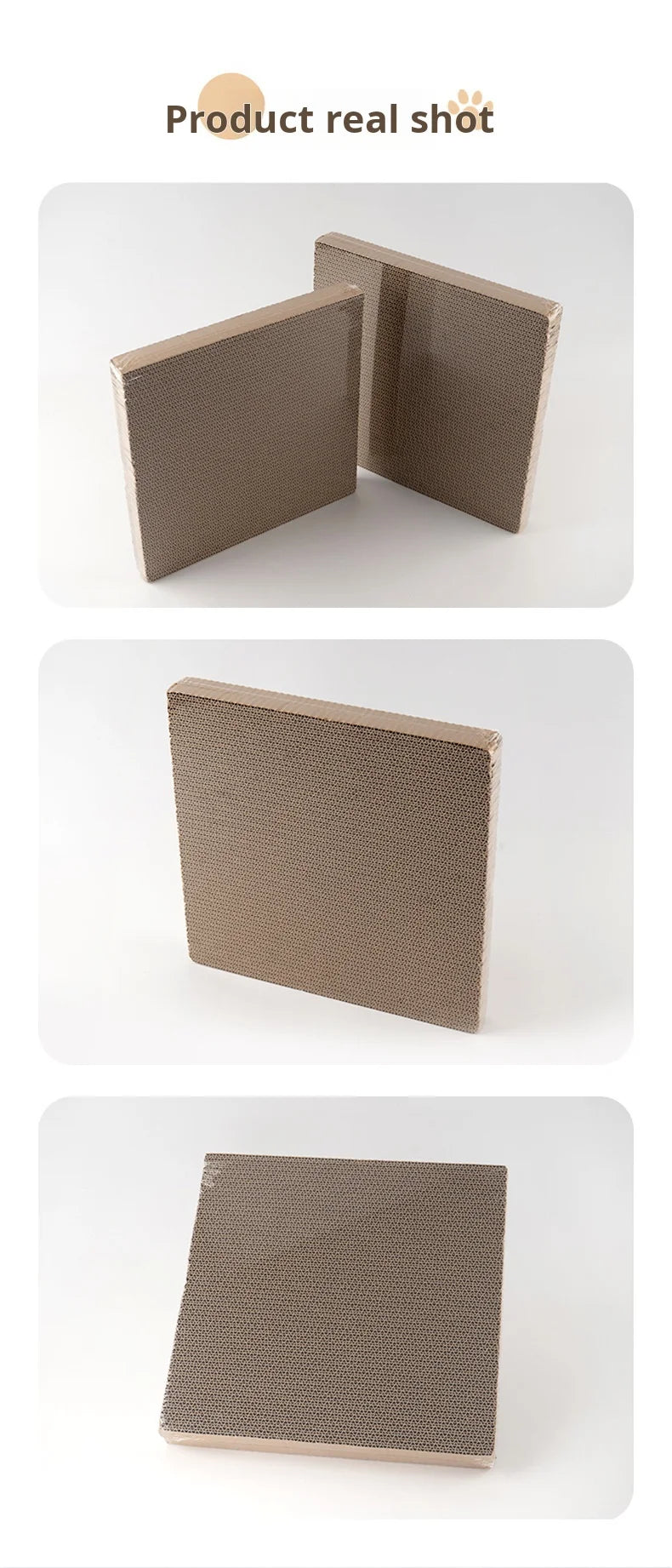 2-Panel Cardboard Cat Scratcher Lounge Bed, Replaceable Pad
