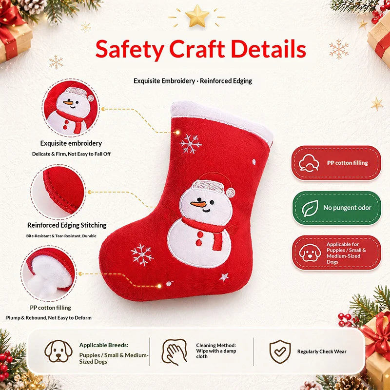 Christmas Stocking Plush Squeaky Dog Toy, Durable Chew Toy