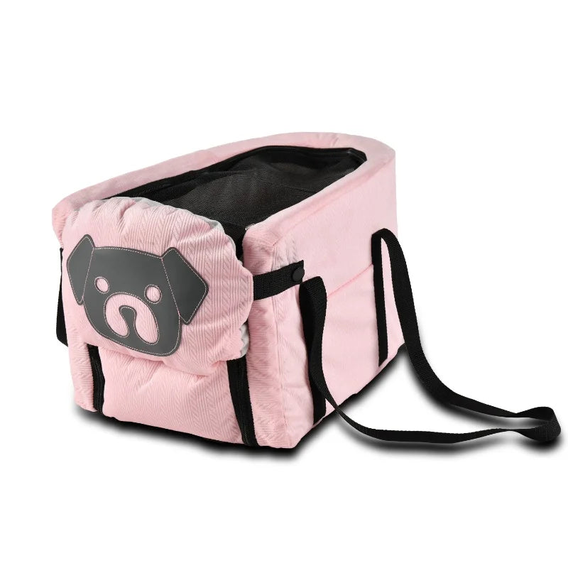Foldable Dog Car Seat Basket with Safety Leash for Small Pets