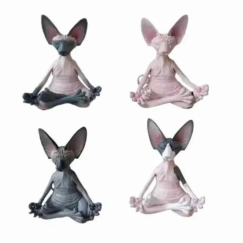 Meditating Yoga Cat Figurine, Whimsical Garden Statue for Cat Lovers