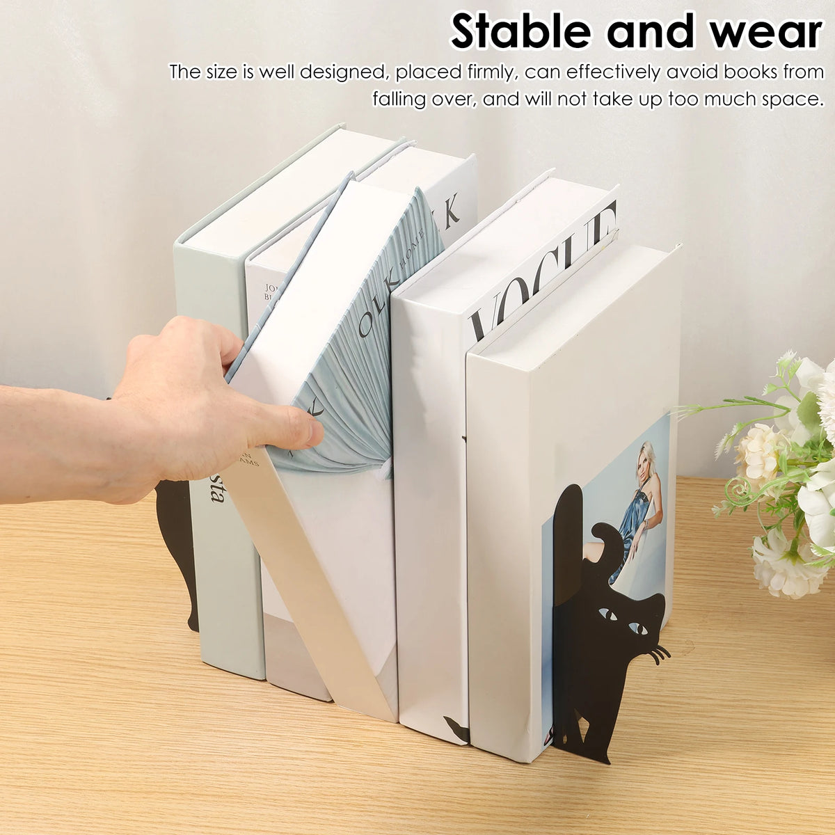 Cat Shaped Metal Bookend, Decorative Desk Book Stopper