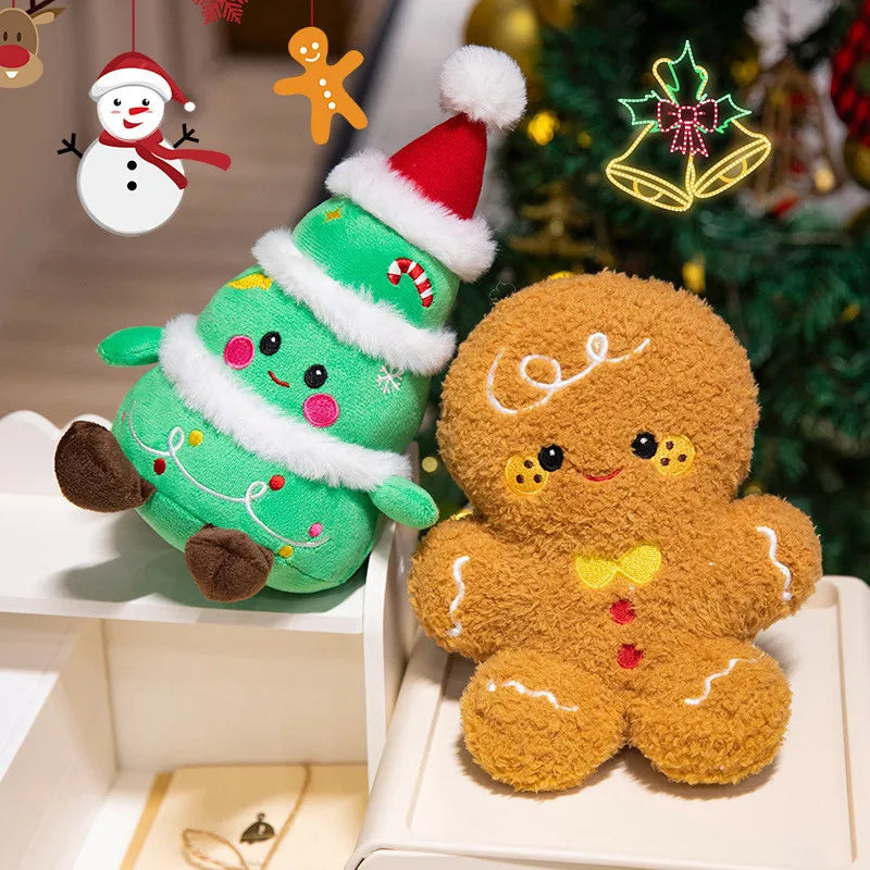 Christmas Tree & Gingerbread Plush Doll, Holiday Stuffed Toy Gift