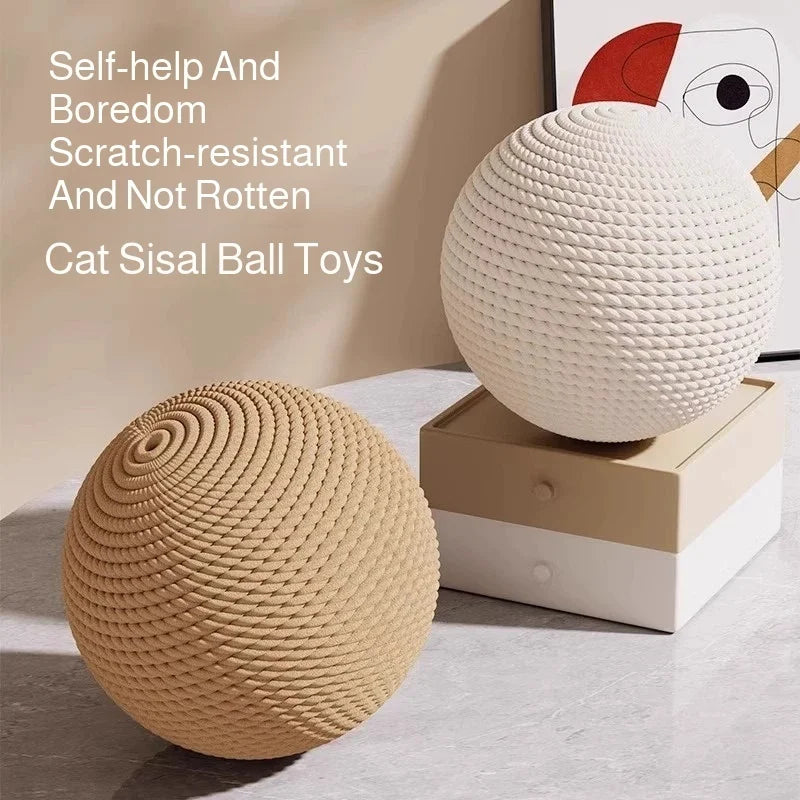 Interactive Sisal Cat Scratching Ball Toy Anti-Bite Teeth Cleaning