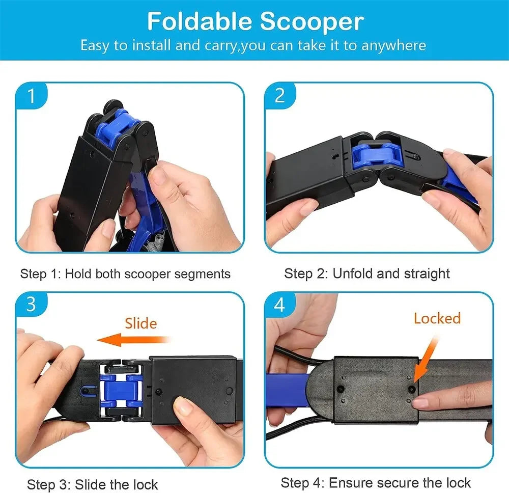 Long-Handle Foldable Dog Pooper Scooper with Jaw Clamp Pickup