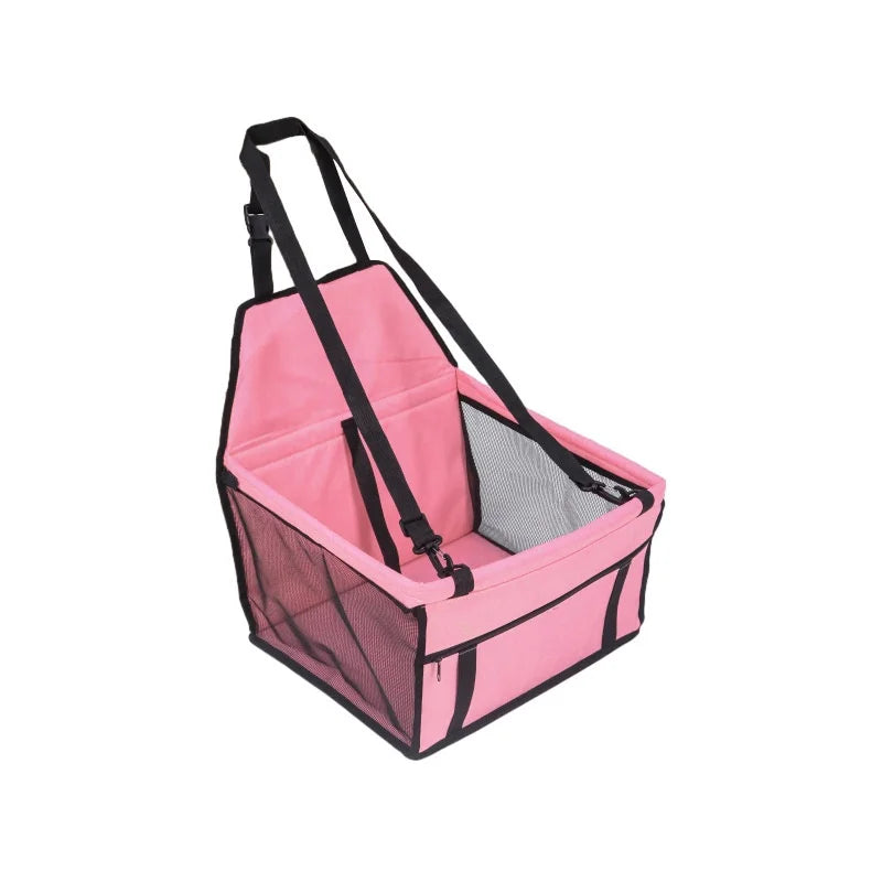 Foldable Dog Car Seat Basket with Safety Leash for Small Pets