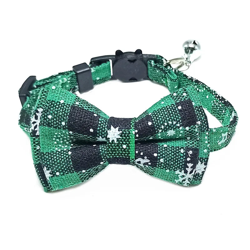 Christmas Plaid Bow Tie Breakaway Collar with Bell for Cats & Dogs