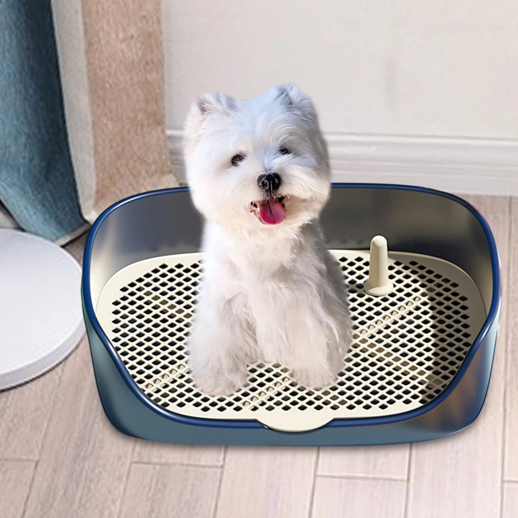 Indoor Dog Potty Tray with Splash Wall, Pee Pad Holder for Puppies