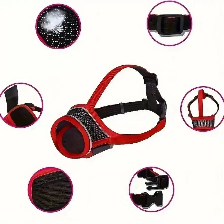 Breathable Mesh Dog Muzzle with Reflective Strap, Allows Drinking