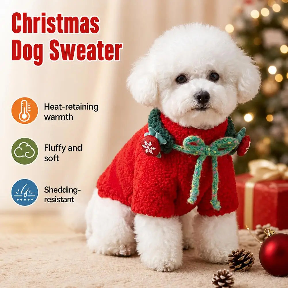 Christmas Red & Green Dog Sweater, Xmas Holiday Pet Clothes
