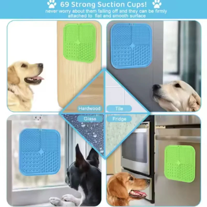 Pet Lick Mat Slow Feeding Plate with Suction, Training Aid