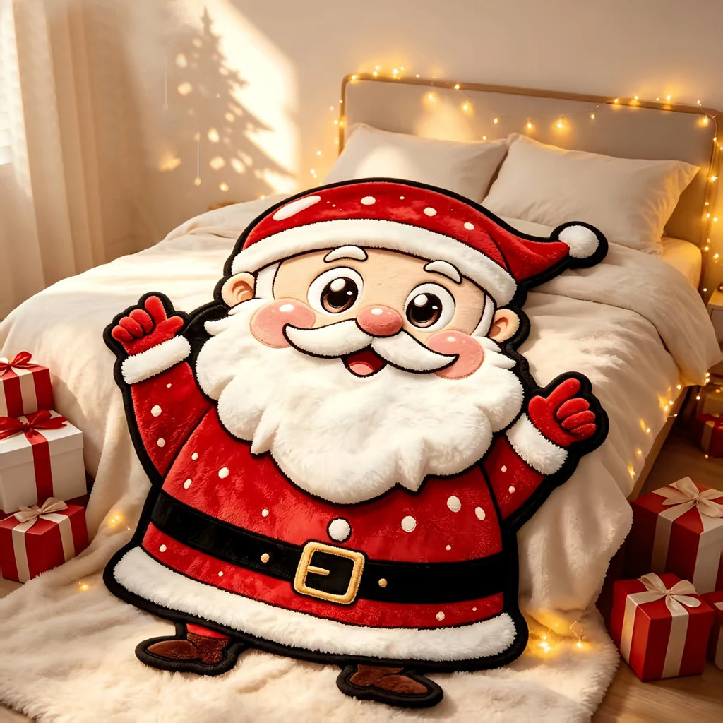 Christmas Santa Claus Flannel Throw Blanket, Cozy Holiday Gift