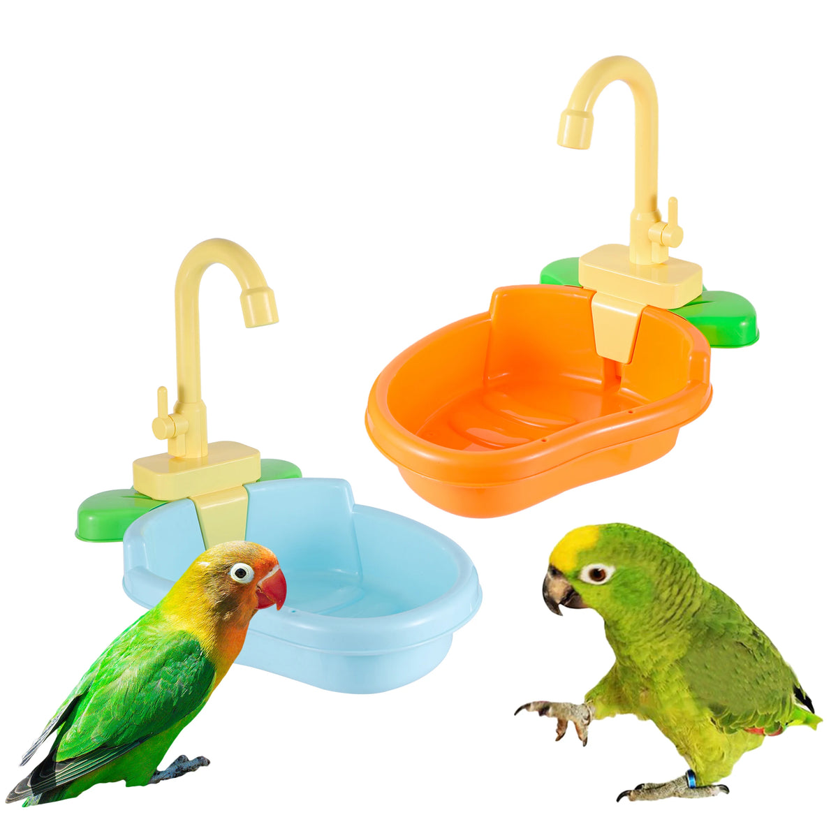 Automatic Pet Bird Shower Bath, Cage-Mounted Rain Basin for Parrots and Parakeets