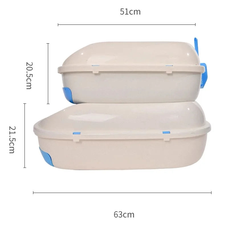 Half-Enclosed Double-Layer Grid Cat Litter Box, Splash-Proof Drawer