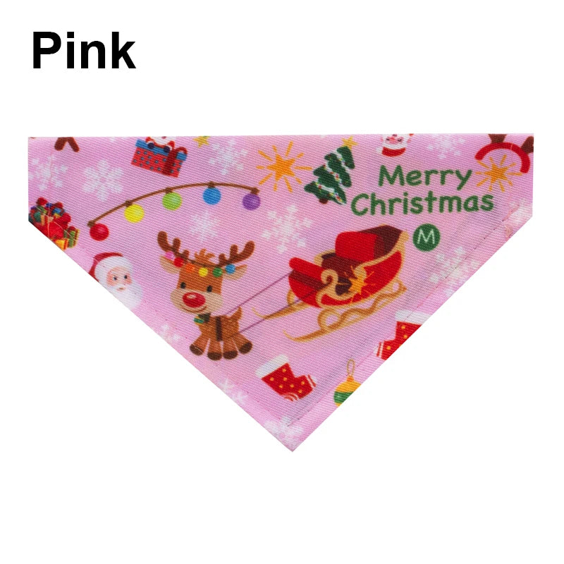 Christmas Santa Pet Bandana, Cotton Holiday Scarf Bib for Dogs & Cats