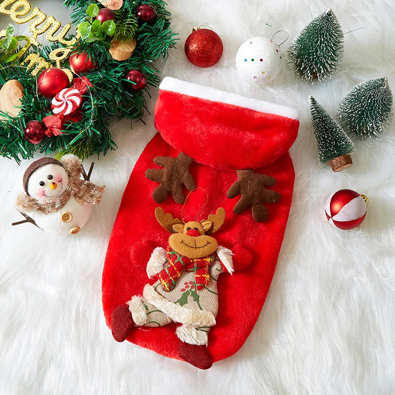 Christmas Flannel Pet Hoodie for Small & Medium Dogs and Cats